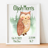 Woodland Animals Birth Statistics Wall Art - Bear -Printable