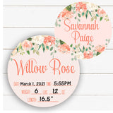 Peaches And Cream Floral Birth Stat Sign