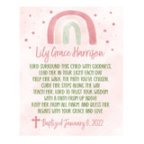 Baptism Wall Art - Personalized Pink Rainbow Keepsake