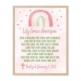Baptism Wall Art - Personalized Pink Rainbow Keepsake