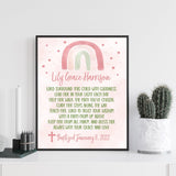 Baptism Wall Art - Personalized Pink Rainbow Keepsake