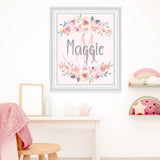 Pink And Gray Floral Initial And Name Wall Décor