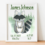 Woodland Animals Birth Statistics -Woodland Animals - Wall Art - Printable