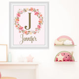 Pink Blush Floral Initial And Name Wall Décor