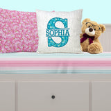 Personalized Teal Name Pillow for Girl