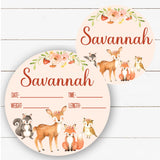 Birth Stat Sign - Woodland Animals for Girls