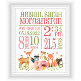 Woodland Animals Birth Statistics Art Print