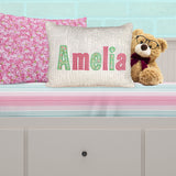 Personalized Soft Pink And Spring Green Name Pillow For Girls