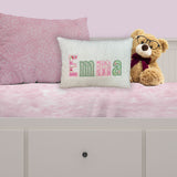 Pink And Gray Name Pillow For Girls With Flower