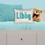 Personalized  Name Pillow - Chenille With Teal Applique