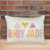 Personalized Pillow for Girls - Pink, Yellow, Teal, Turquoise Applique
