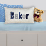 Personalized  Name Pillow  - Navy And Gray Applique