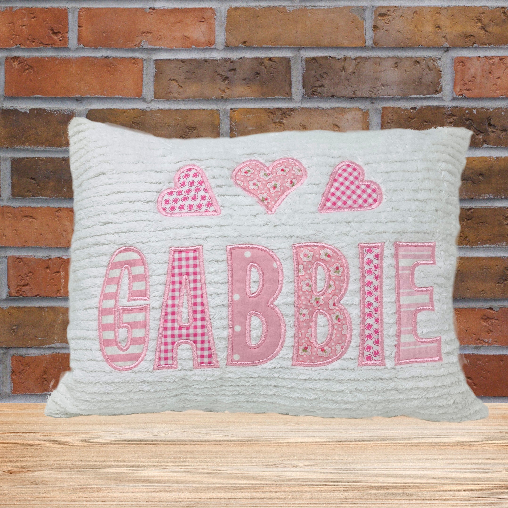 Shop online for handmade personalized light pink throw pillow – Amore Beauté