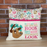 Pink Sloth Reading Pillow - Personalized