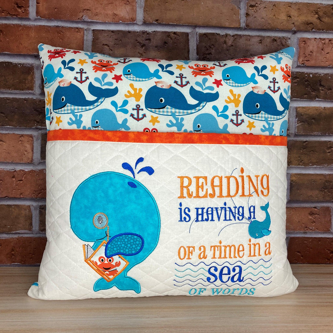Whale Reading Pillow With Pocket