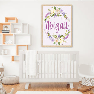 Personalized Lavender Floral Wall Art - Digital or Printed