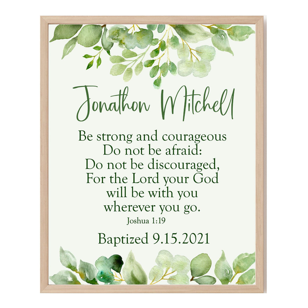 Baptism Wall Décor - Personalized Watercolor Greenery Keepsake