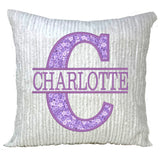 Personalized  Purple Applique Throw Pillow for Girl