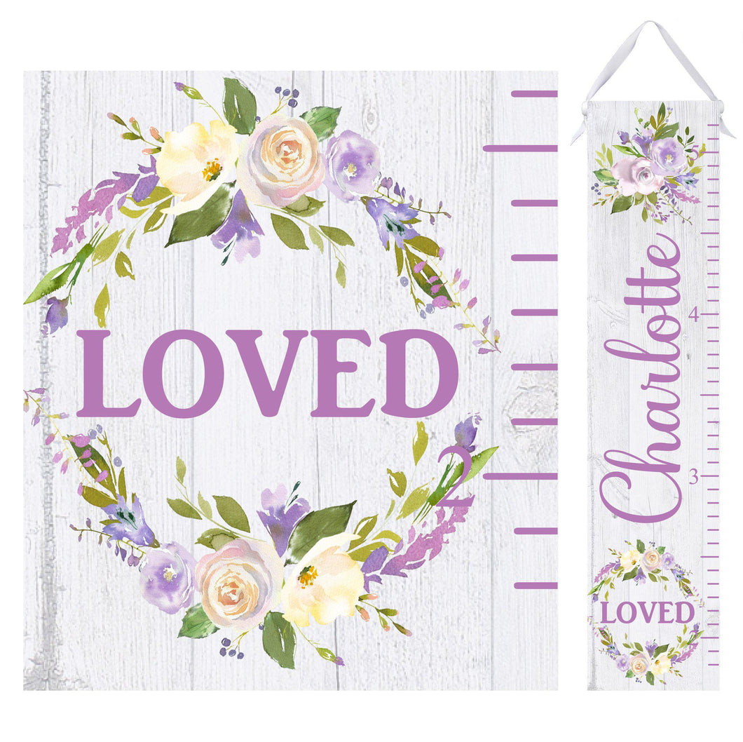 Personalized Growth Chart - Lavender Floral Design