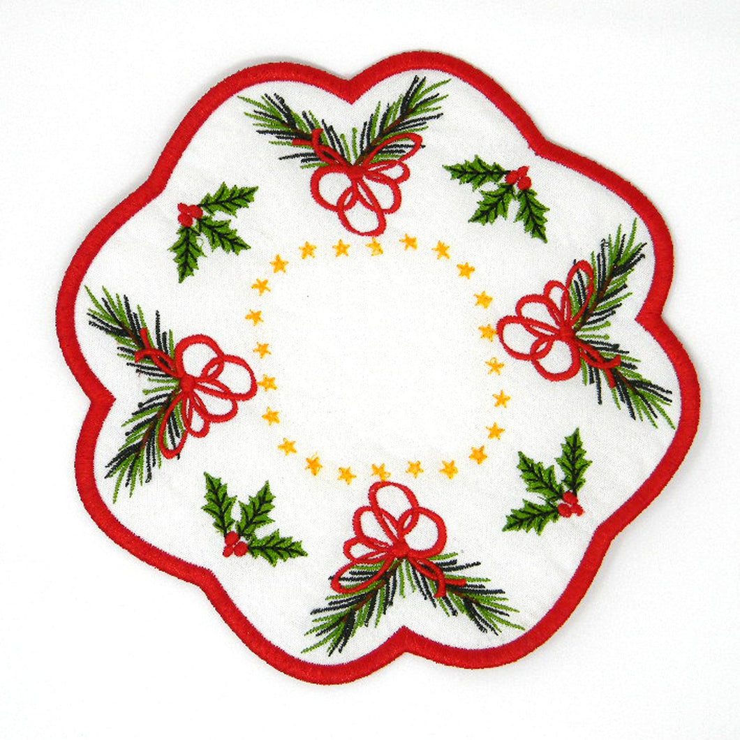 Embroidered Christmas Candle Mat