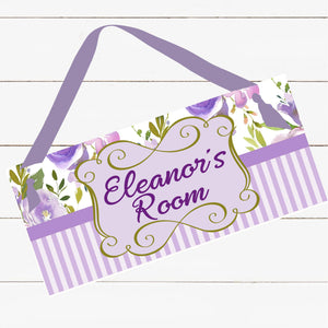 Personalized Name Sign - Purple, Lavender Floral Design