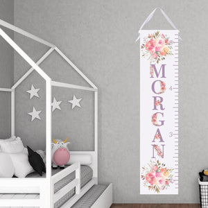Personalized Growth Chart- Pink And Lavender Floral Design