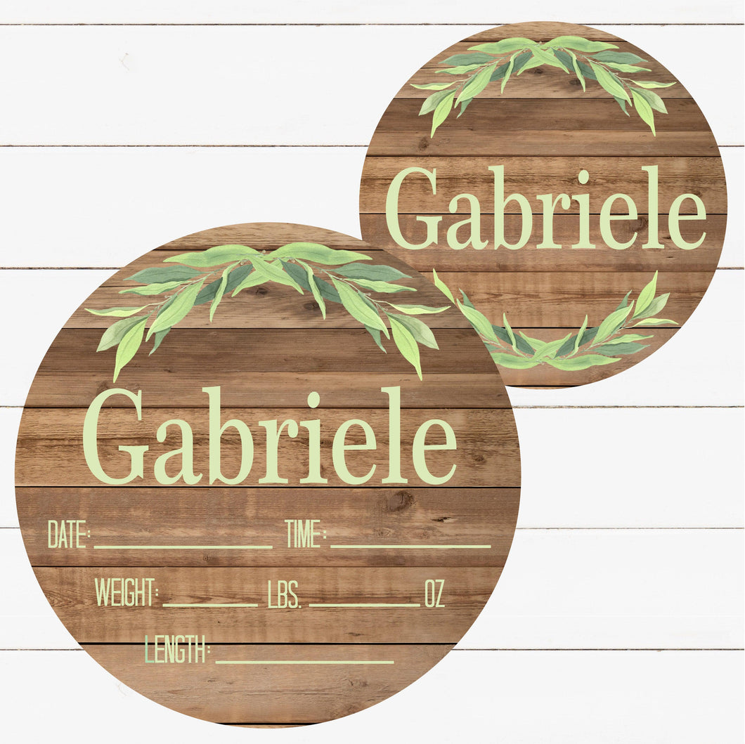 Birth Stat Sign - Printed Wood With Greenery