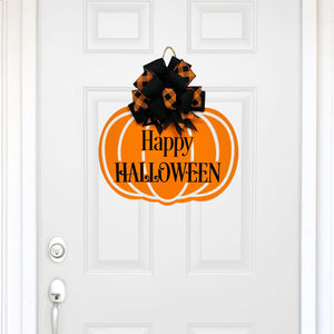Happy Halloween Pumpkin Door Hanger - 18" Wood Sign