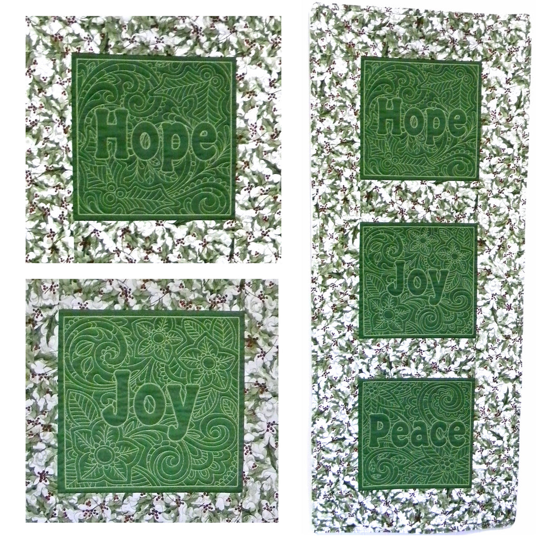 Hope Joy Peace Embroidered Wall Hanging