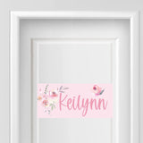 Personalized Name Sign - Pink Floral Watercolor