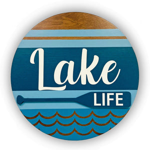 Lake Life Round Wood Door Hanger