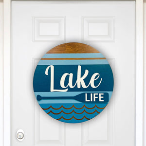 Lake Life Round Wood Door Hanger