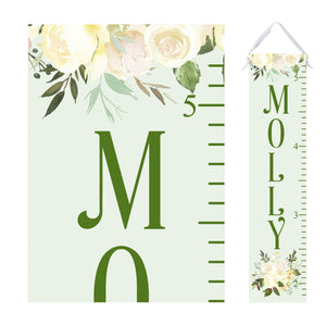 Personalized Growth Chart- White Floral Design