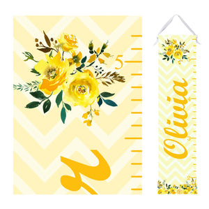 Personalized Growth Chart - Yellow Floral Design