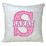 Personalized  Pink Floral Applique Name Pillow for Girl