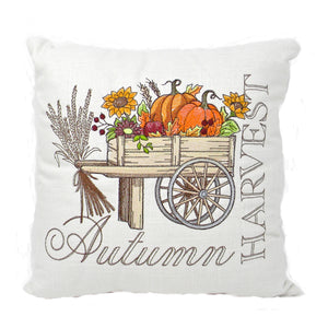 Embroidered Thanksgiving Pillow - Autumn Harvest