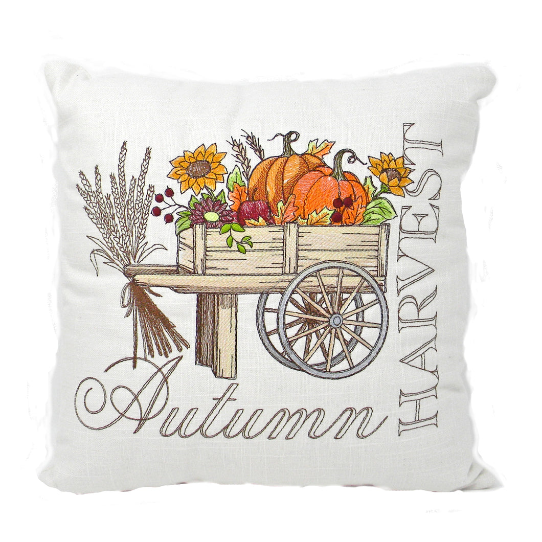 Embroidered Thanksgiving Pillow - Autumn Harvest