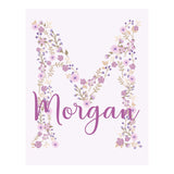 Personalized Lavender Floral Initial And Name Wall Decor