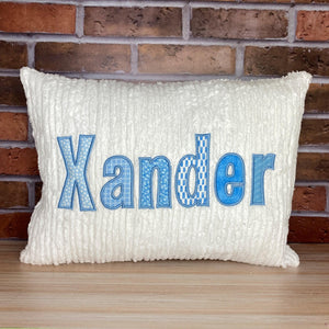 Personalized Light Blue Applique Pillow For Kids