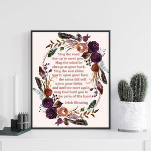 Irish Blessing Wall Décor - Brown Floral Keepsake