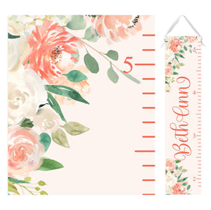 Peach Floral Growth Chart - Personalized