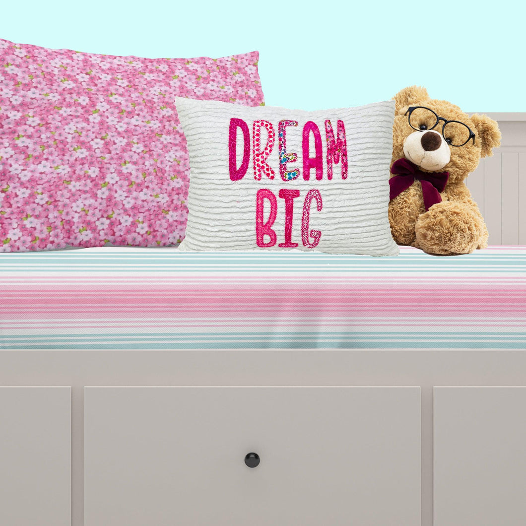 Dream Big Embroidered Throw Pillow - Pink