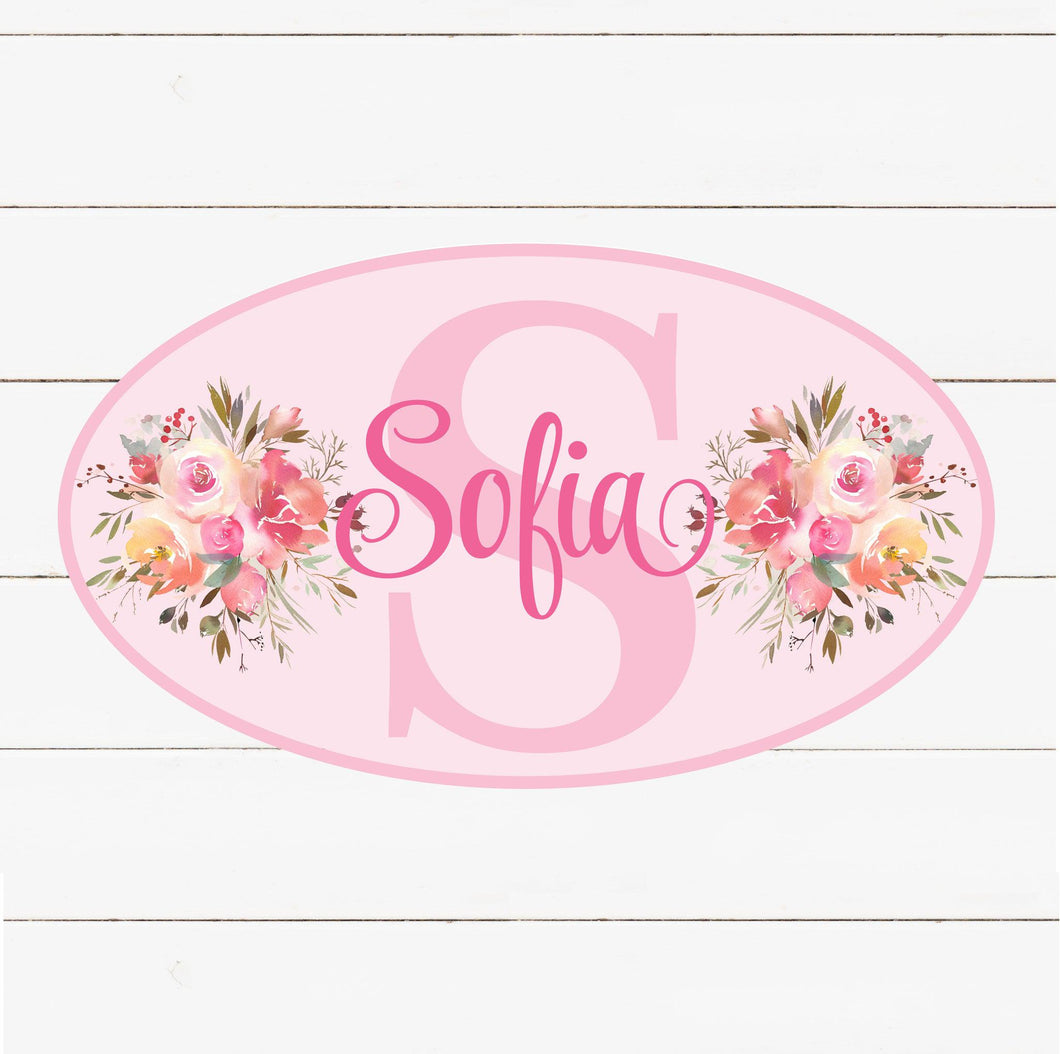 Personalized Printed Door Decal - Blush Pink Floral