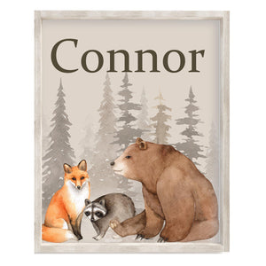 Personalized Woodland Animals Wall Art For Boys