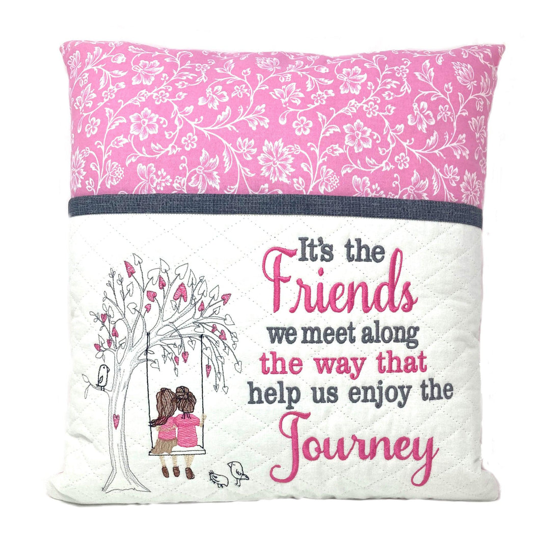 Friends Reading Pillow With Pocket