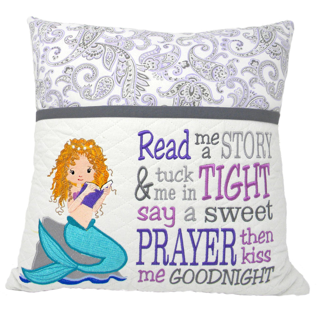 Mermaid Reading Pillow - purple and gray design
