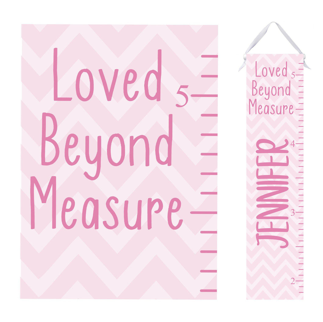 Personalized Growth Chart- Pink Chevron Design