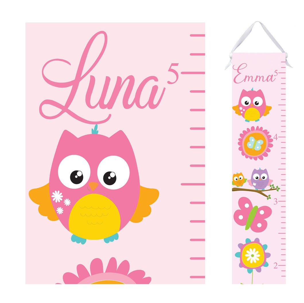 Personalized Girls Growth Chart - Owl Design