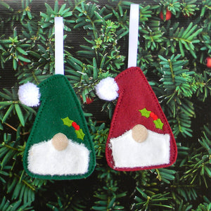 Gnome Ornaments - Embroidered - Set of Two