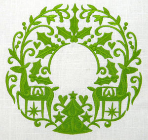 Embroidered Christmas Wreath Pillow